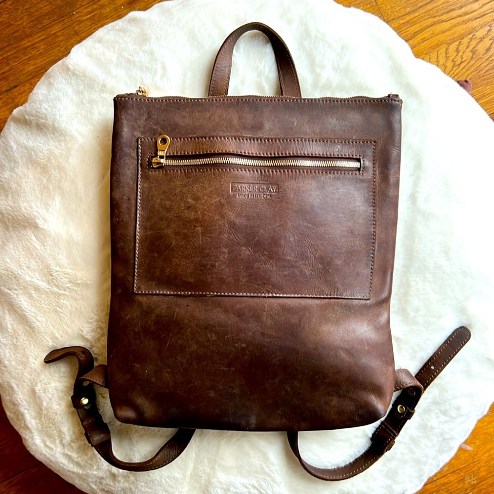 Parker Clay Miramar Leather Backpack Brown